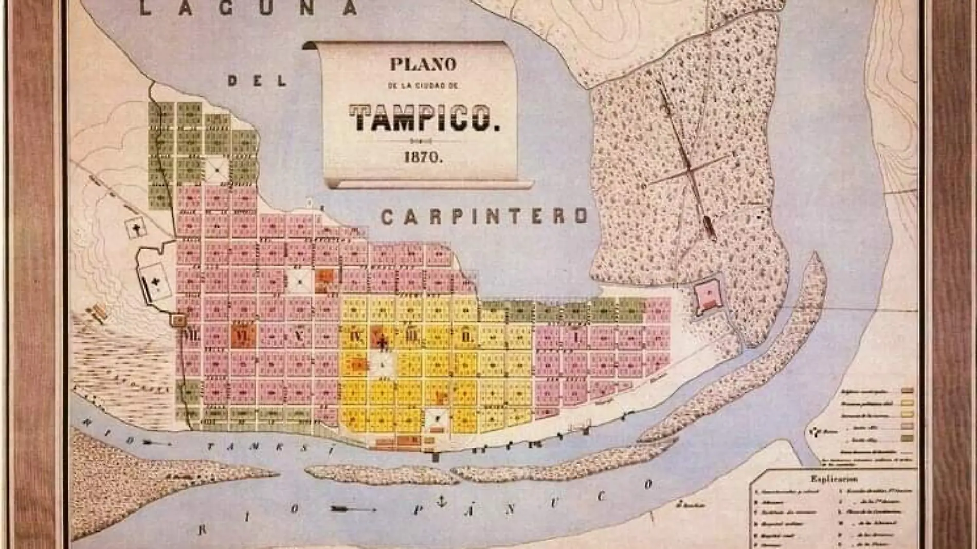 Plano de Tampico de 1970, con el primer trazo de la ciudad